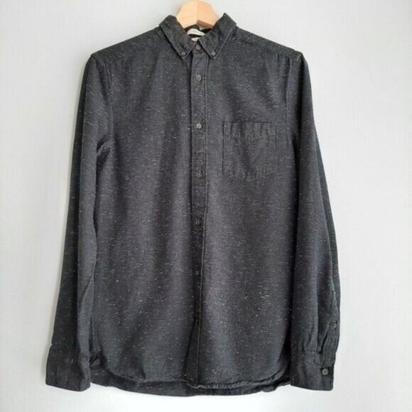 H&M 100% Cotton Button Down Casual Shirt Black Confetti Men's Sz XS - Picture 2 of 8